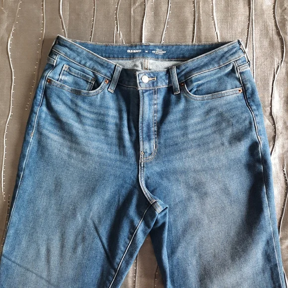 Old Navy O.G. Straight High Rise Jeans Womens Size 14 Cozy Lined - Picture 2 of 12